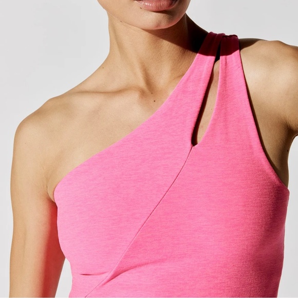 Beyond Yoga Spacedye Lost Your Mind Crop One Shoulder Tank Top Hot Pink Sz Large - Picture 15 of 15